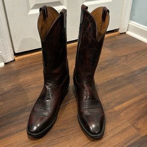 LUCCHESE 2000 T3203S4 BLACK CHERRY LEATHER w LIZARD MEN'S BOOTS SIZE 10D